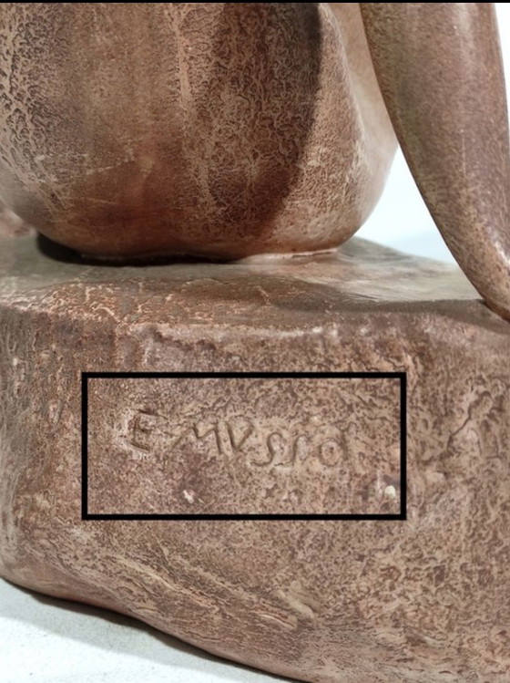 Image 1 of Art Deco Sculpture 'Seated Nude' – Emilio Musso (ca. 1930) | Unique