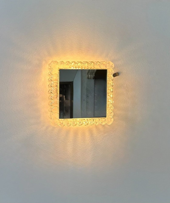 Image 1 of Applique da parete vintage, vetro stampato pressato e specchio, Francia, 1960