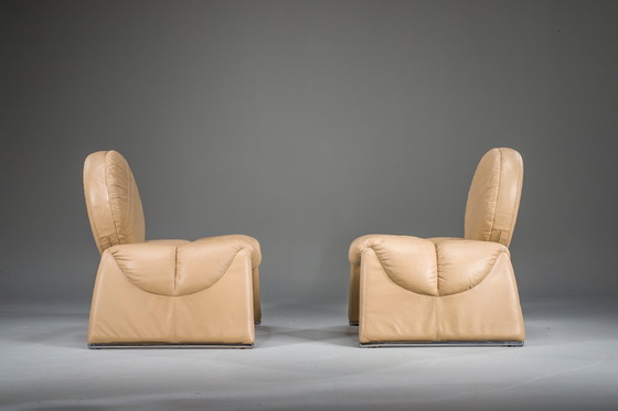 Image 1 of Calipso C35 Lounge Chairs in Leather attributed to Saporiti, Italy, 1980s, Set of 2