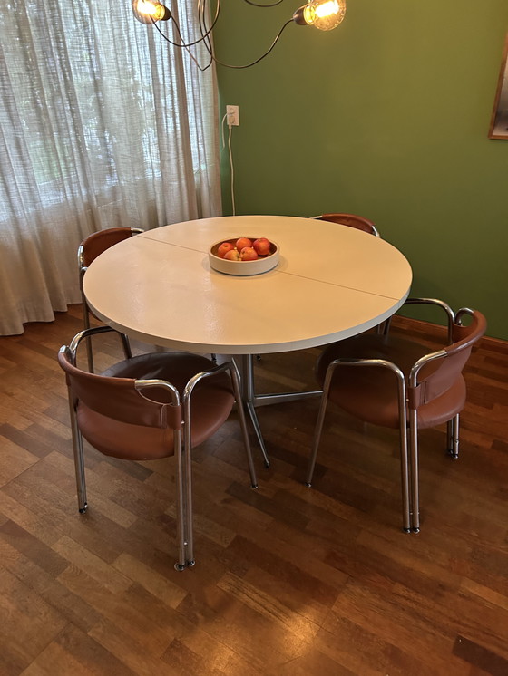 Image 1 of Eetkamer stoelen leren 1975