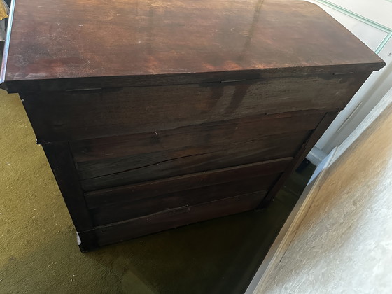 Image 1 of Commode de toilette XIX e s en noyer et marmo stile Luigi Filippo 