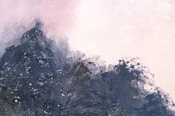 Large Original Framed Abstract Landscape Painting in Pink and Blue - A Doorway for Later (photo 16 of 19)