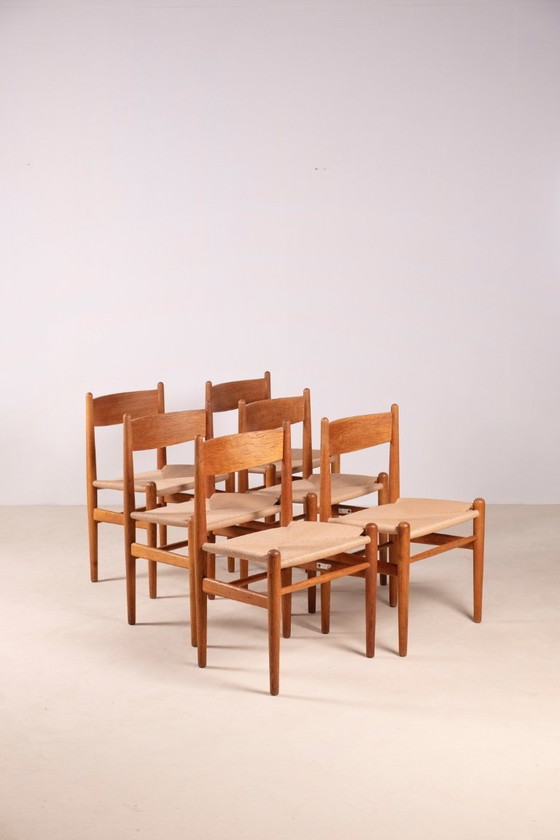 Image 1 of 6 chaises de salle à manger Hans J. Wegner CH36 en chêne, Danemark des années 1970