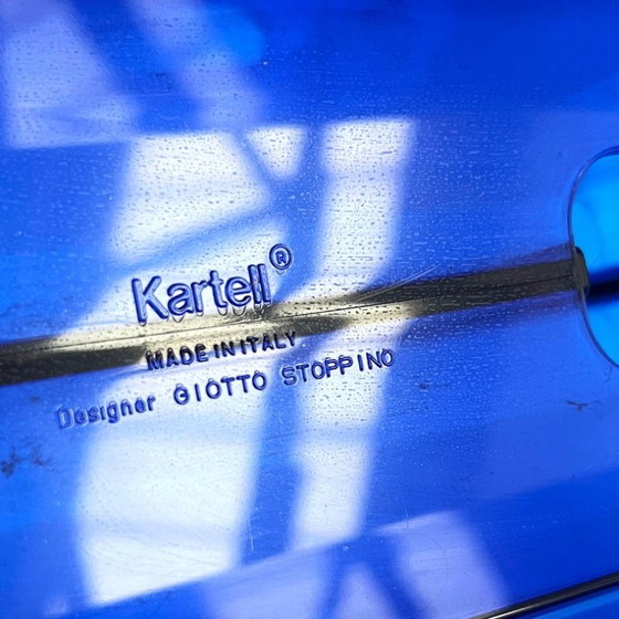 Image 1 of Lucite Blue Magazine Rack by Giotto Stoppino for Kartell, 1970s