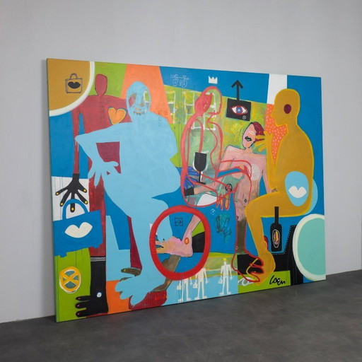 Unique Large “Joie De Vivre” Painting by Coen Blankwaard, Netherlands, 2013