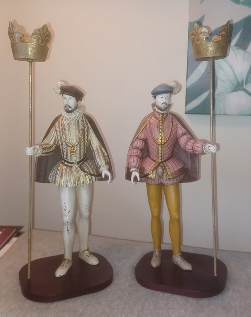 2 grote waxinekaars houders Victorian period beelden kandelaar
