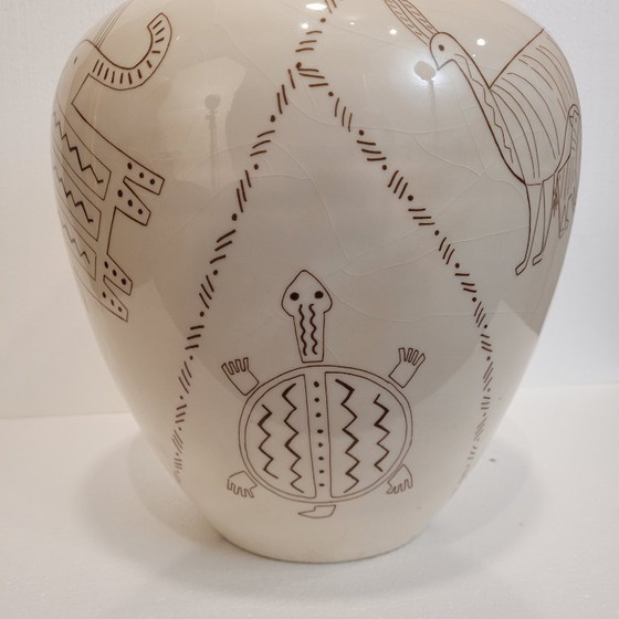 Image 1 of Vase design animals, ceramic, 80's - France
