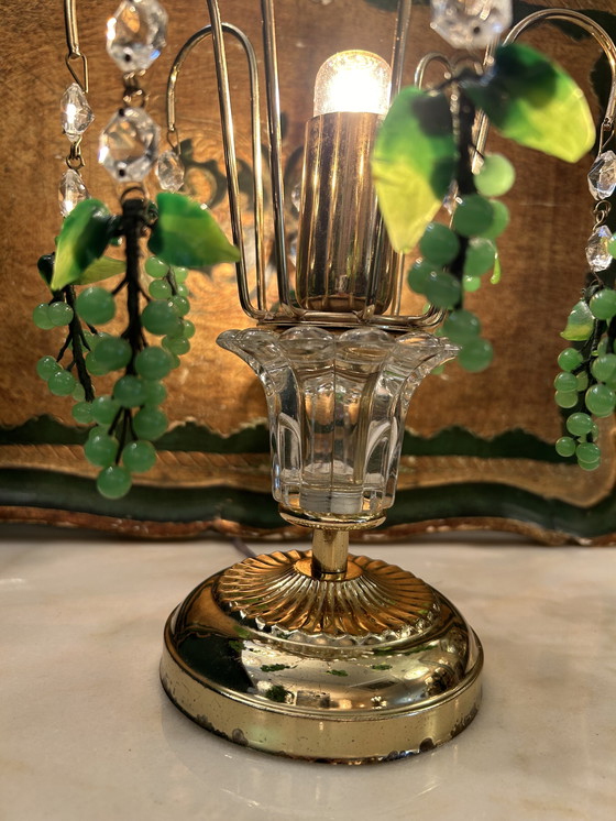 Image 1 of 2 Pieces Vintage Green Grapes Table Lamps Schemer lamps Vintage