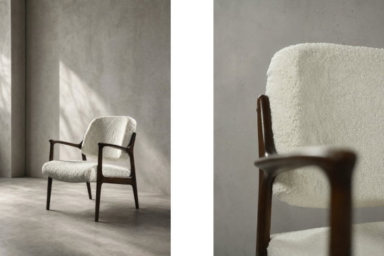 Image 1 of Vintage Mid-Century moderne Scandinavische Teak witte fauteuil Domus door Inge Andersson voor Bröderna Anderssons, jaren 1960
