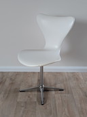 Vintage White Skai Swivel Chair – Danish Mid-Century Arne Jacobsen Style