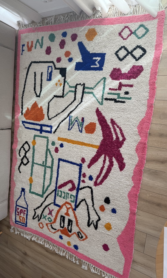 Image 1 of Einzigartiger, handgeknüpfter Wollteppich (2 m x 3 m) im tropischen skandinavischen Stil