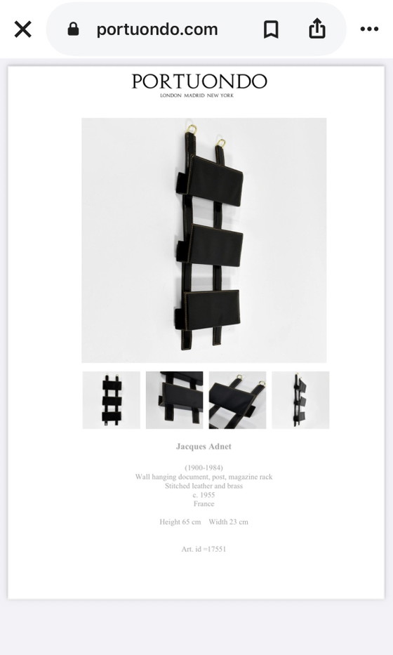 Rarissimo Portadocumenti da parete con 3 scomparti — Jacques Adnet (c. 1955) – Decorazioni murali, Pelle (photo 15 of 15)