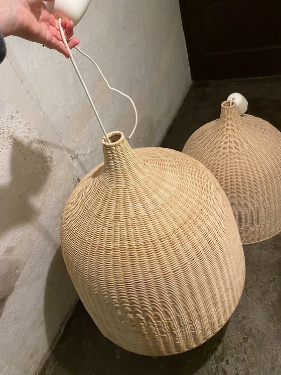 Image 1 of 2x lampes à suspension vintage IKEA Leran en osier
