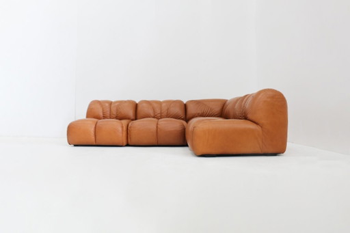Vintage-Modulsofa aus cognacbraunem Leder, 1970er Jahre