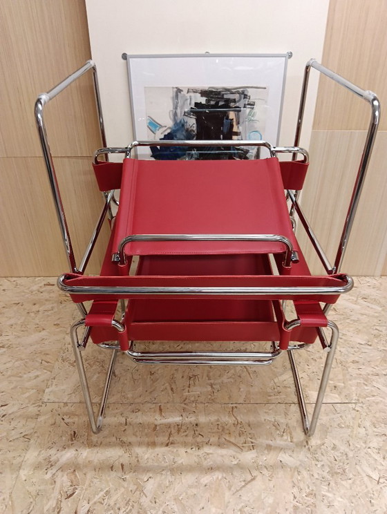 Image 1 of KNOLL Studio Set van 2 WASSILY B3 fauteuils (NIEUW) in rood leer