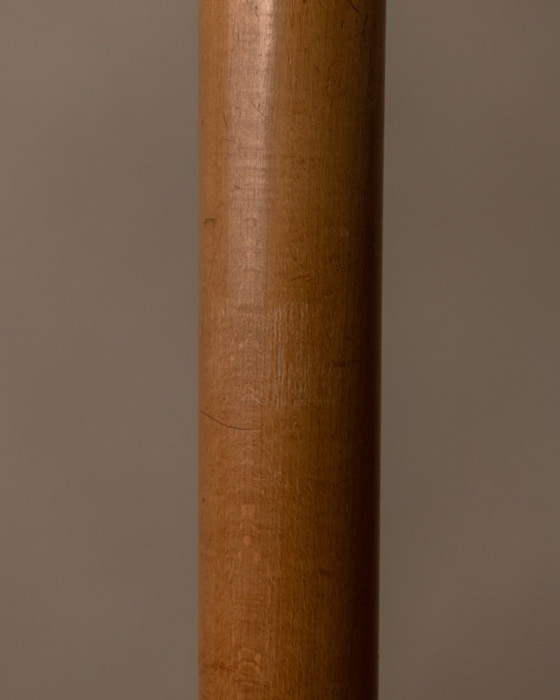 Image 1 of Lampadaire scandinave vintage en pin avec abat-jour en tissu