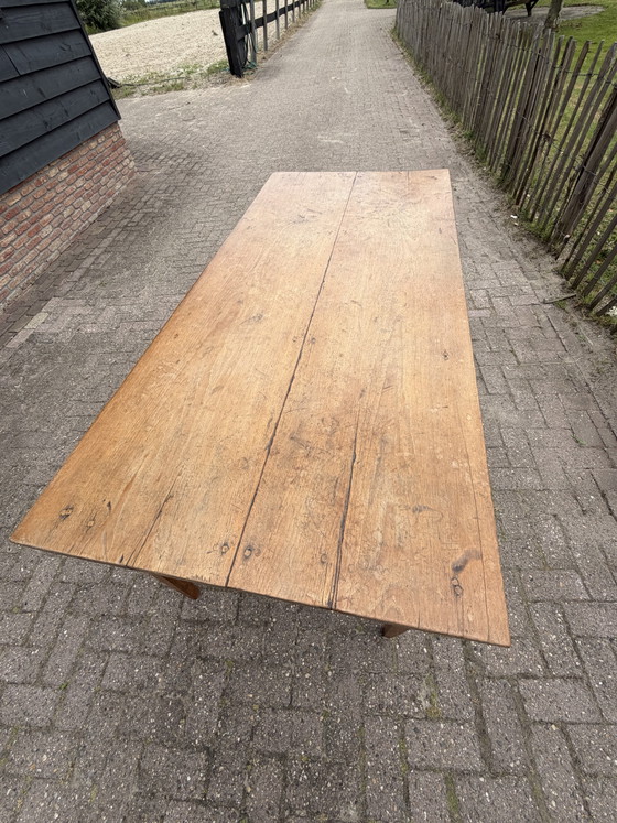 Image 1 of Antieke franse boerderijtafel van teakhout
