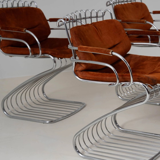 SET DI QUATTRO SEDIE GASTONE RINALDI PER RIMA, ITALIA – Mobili, Chrome, Suede, Mid Century Modern (photo 3 of 5)