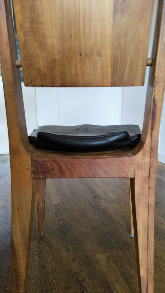 Image 1 of Table de salle à manger avec banc, modèle unique avec pieds inclinés