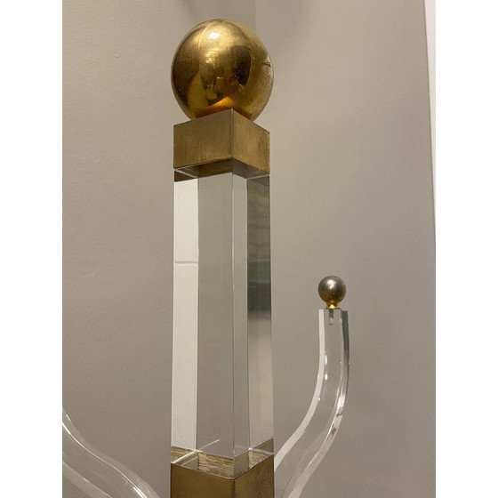 Image 1 of Vintage coat rack in methacrylate and gilded brass, 1970