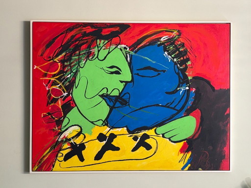 Kiss, painting in the style of Herman Brood
