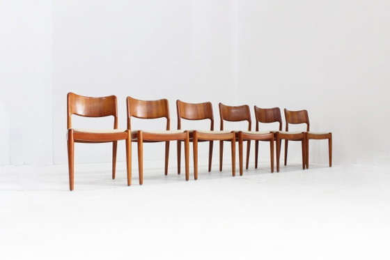 Image 1 of Chaises de salle à manger vintage danoises en teck, par Glostrup, lot de 6