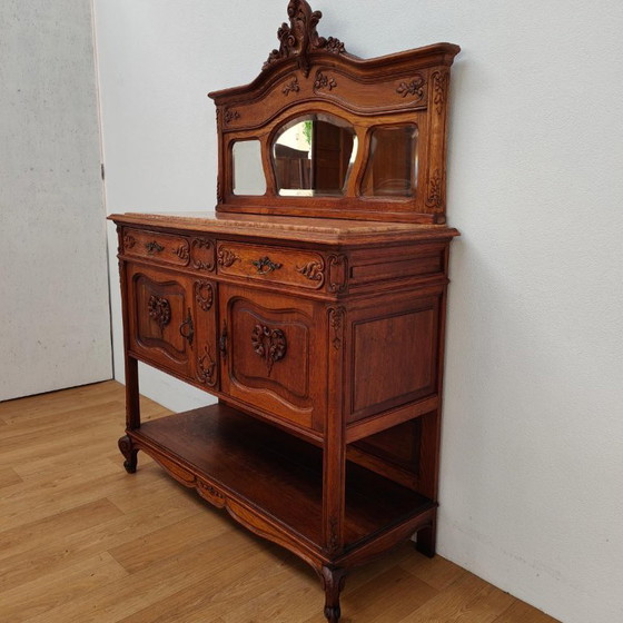 Credenza antica vintage, comò, credenza con vetrina con piano in marmo – Credenze con vetrina, Legno (photo 5 of 18)