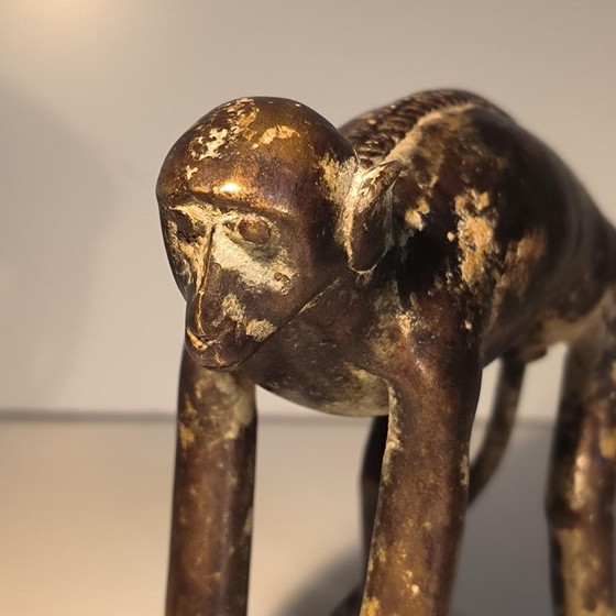 Bronze Sculpture of a Monkey with an Antique Brown Patina, 20th Century (photo 10 of 11)