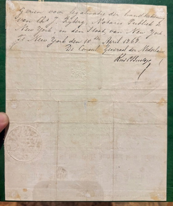 Documento notarile storico da New York, 1868, Oggetti decorativi, Carta, Crema, Vintage (foto 6 di 6)
