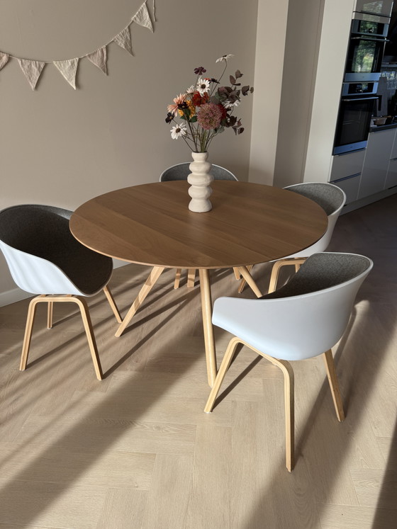 Image 1 of 4x HAY About a Chair AAC 22 dining chair lacquered oak upholstered