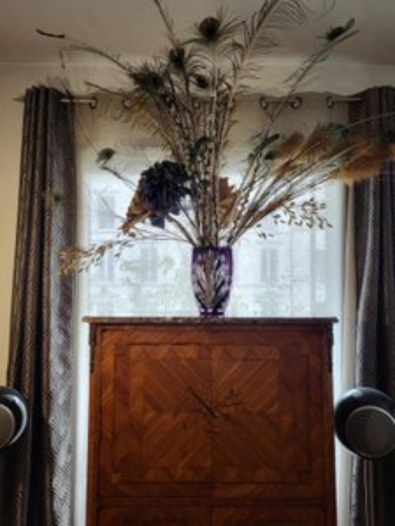 Image 1 of Louis XVI style tall cabinet in wood and French marble slab