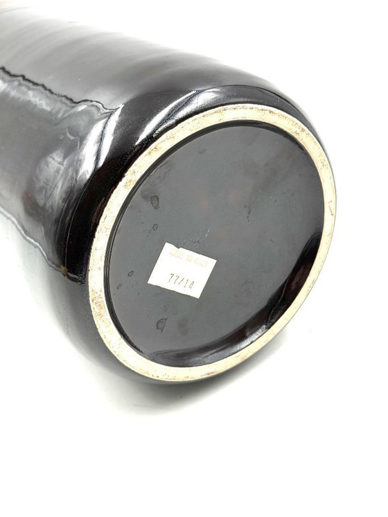 Image 1 of Mid-Century Orange & Brown Ceramic Vase, Aldo Londi Bitossi Italy 1970s