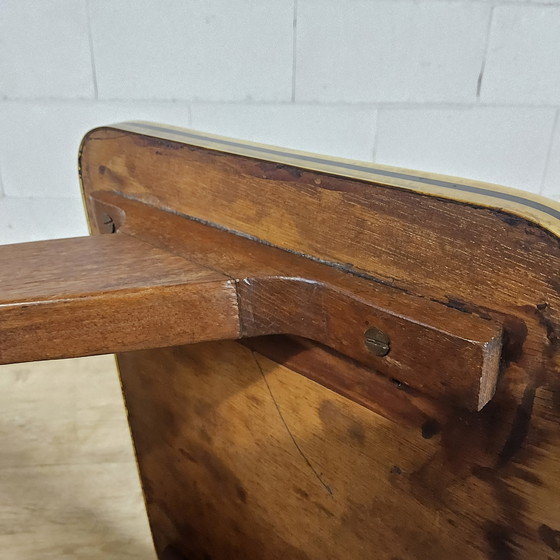 Image 1 of Vintage bijzettafel / plantentafel (Van Teeffelen stijl)  Formica / beukenhout (jaren 60 / 60s)