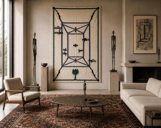 Diego Giacometti Tapestry | La Rencontre | Handwoven Wool Art Textile | Unique Piece | 101 × 68 in (photo 8 of 12)