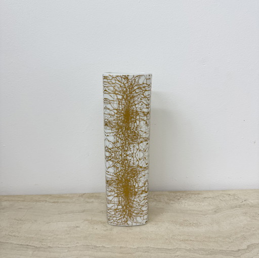 Art Porcelain Abstract Gold Pattern Vase van Heinrich & Co Selb Bavaria, Duitsland 1970's