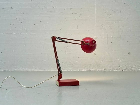 Image 1 of Vintage architect's table lamp in red, 1970s