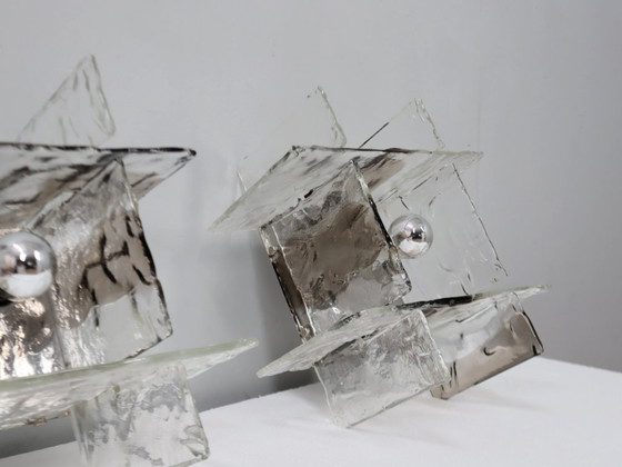 Image 1 of Paar Murano-Glas-Wandleuchten, Carlo Nason für Mazzega, 1960er Jahre, Italien