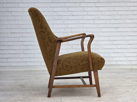 Fauteuil vintage danois des années 1960, en laine et bois de hêtre. – Textile, Wood (photo 8 of 14)