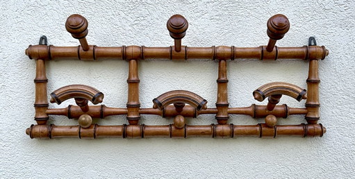 Französischer Wand-Kleiderständer aus Faux-Bambus, spätes 19. Jahrhundert