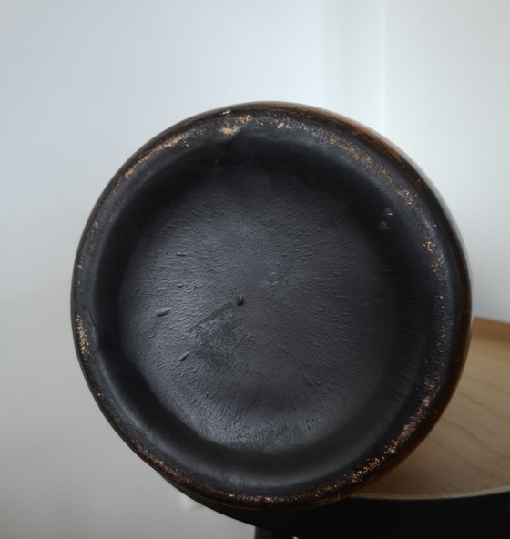 Image 1 of Large Vintage Floor Vase (50 cm) – Mid-Century Modern – Wood-look Glaze