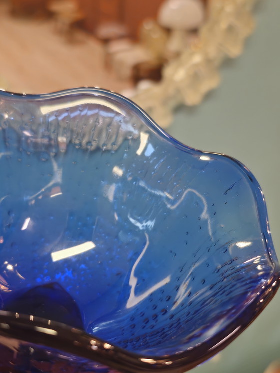 Image 1 of Set di 6 bicchieri da gelato in vetro blu Francia