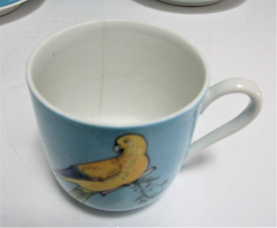 Image 1 of Limoges porcelain parakeet-decorated coffee service
