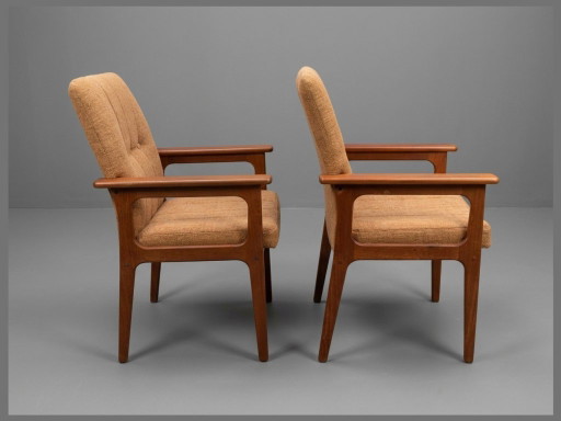 Set di 2 poltrone vintage in teak OD Møbler – Rivestite di recente – Design danese – fauteuils, Wood (photo 2 of 8)
