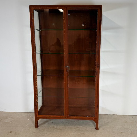 Image 1 of Vintage man cave doctor's display case with rust treatment