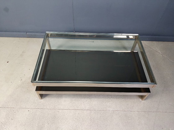 Image 1 of Table basse vintage à deux niveaux en belgochrome 23kt, 1970