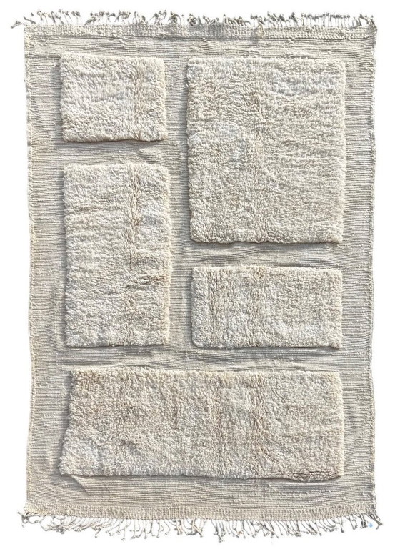 Image 1 of Alfombra marroquí de lana Mrirt (200 x 300 cm) – Alfombra bereber color marfil hecha a mano