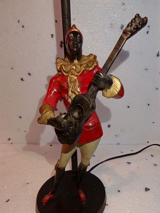 Vintage Blackamoor brass Harlequin Lamp 1920s-1930s, Table lamps, Metal, Bronze, Multi Color, Figuratief (photo 9 of 9)