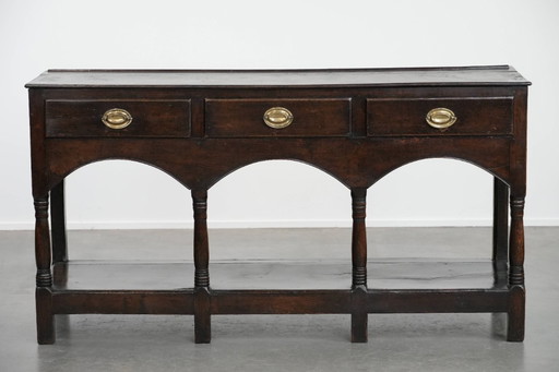 Antieke 18e eeuwse Engelse side table/dresser gemaakt van eikenhout 