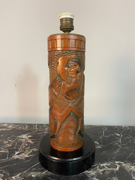 Japanese Carved Bamboo Samurai Lamp Base, Mid-20th Century. Ref.: TL2003 – Table lamps (photo 4 of 6)