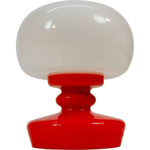 Lámpara de mesa de cristal vintage de Valasske Mezirici, década de 1970